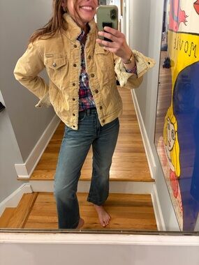 Aeropostale Sherpa Lined Corduroy Jacket Tan Fitted Size M y2k